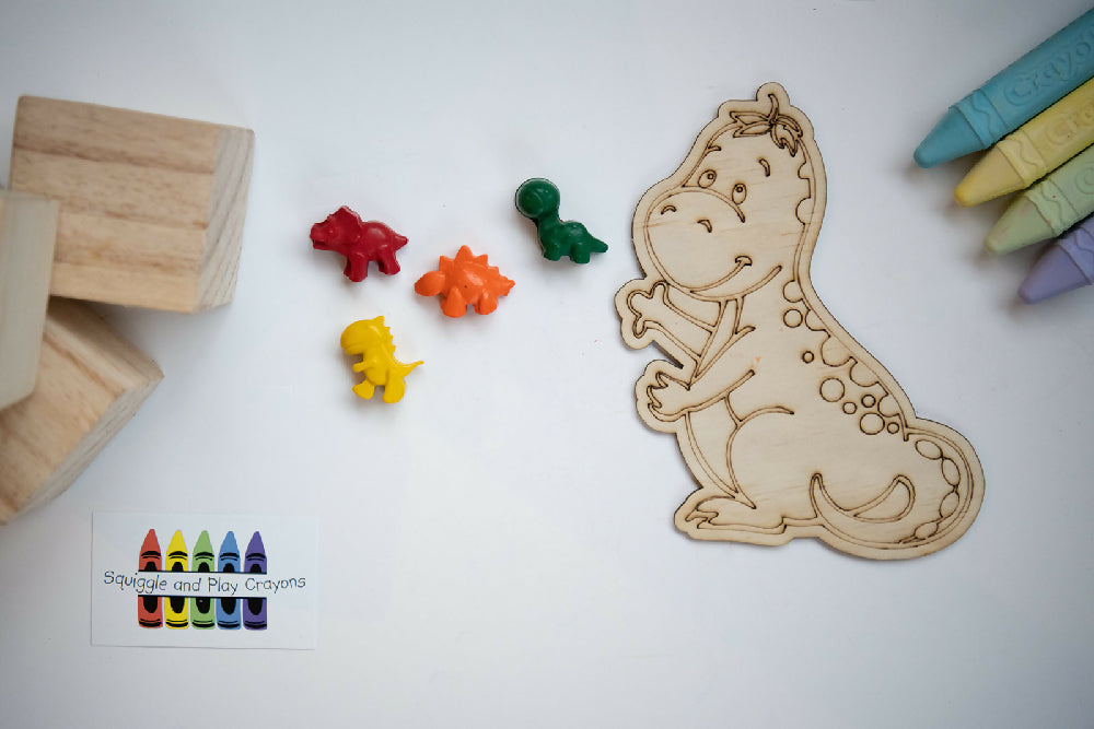 Dino Crayon Coloring in Packs - 3 designs to choose from