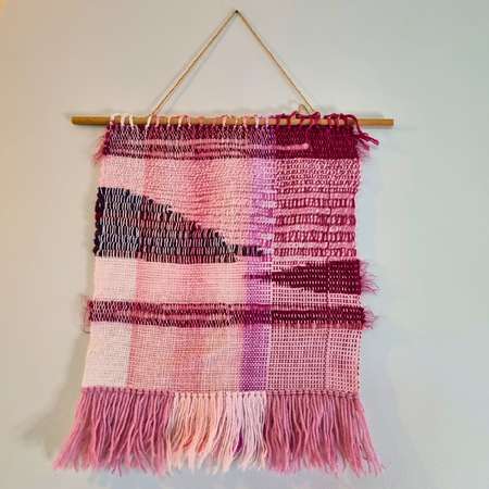 Woven wall hanging, 'pretty in pink' no.2