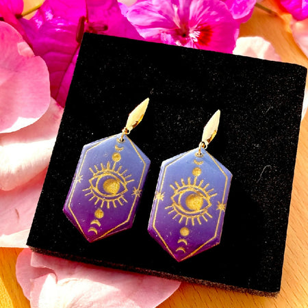 One-of-a-Kind Celestial Eye Earrings with Gold Accents