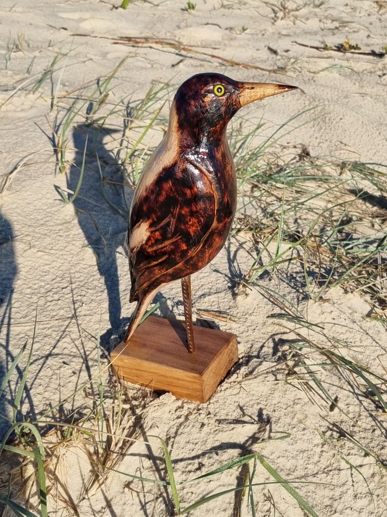 Hand carved Wooden Magpie Sculpture