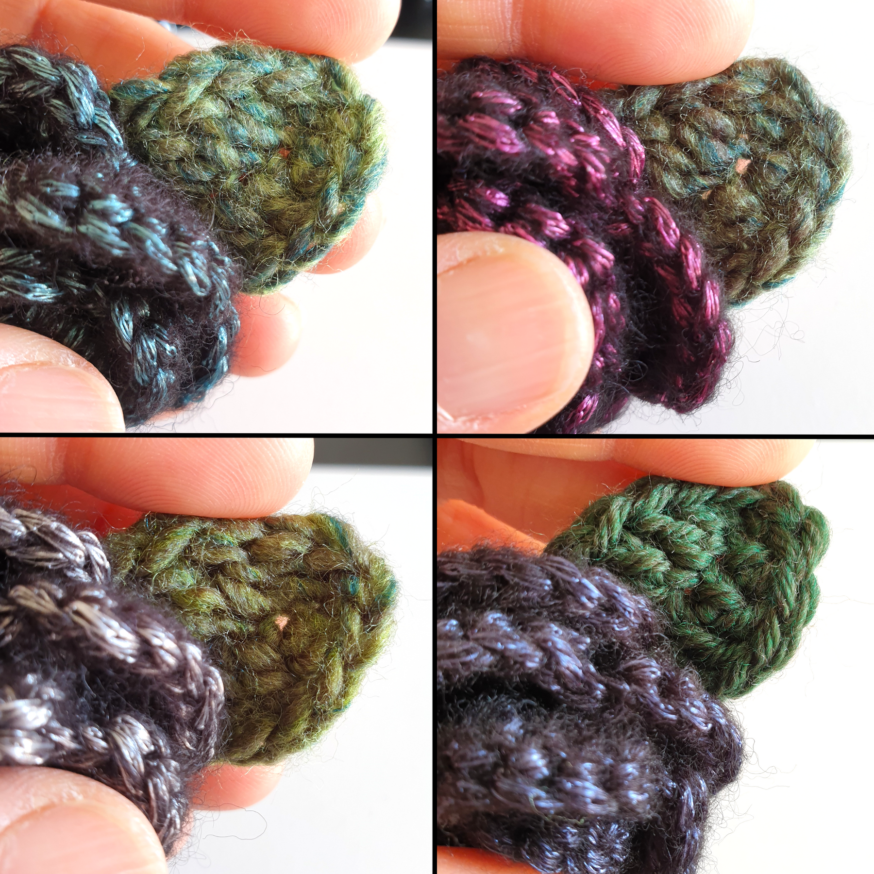Hand Knitted Small Metallic Crochet Rose Flower + Leaf Brooch Country style - Red Gold Silver Blue Pink Rainbow Black (Type 4.3)