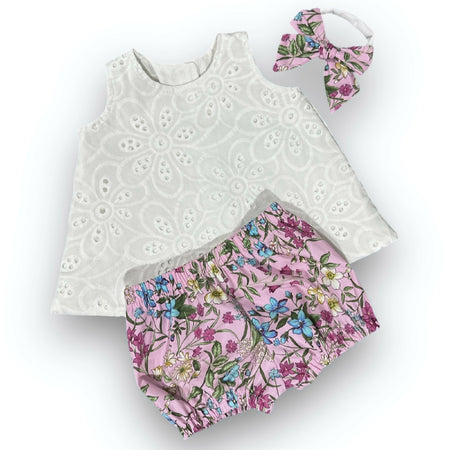 SIZE 000 Pink Flowers and Anglaise lace Baby Swing SET