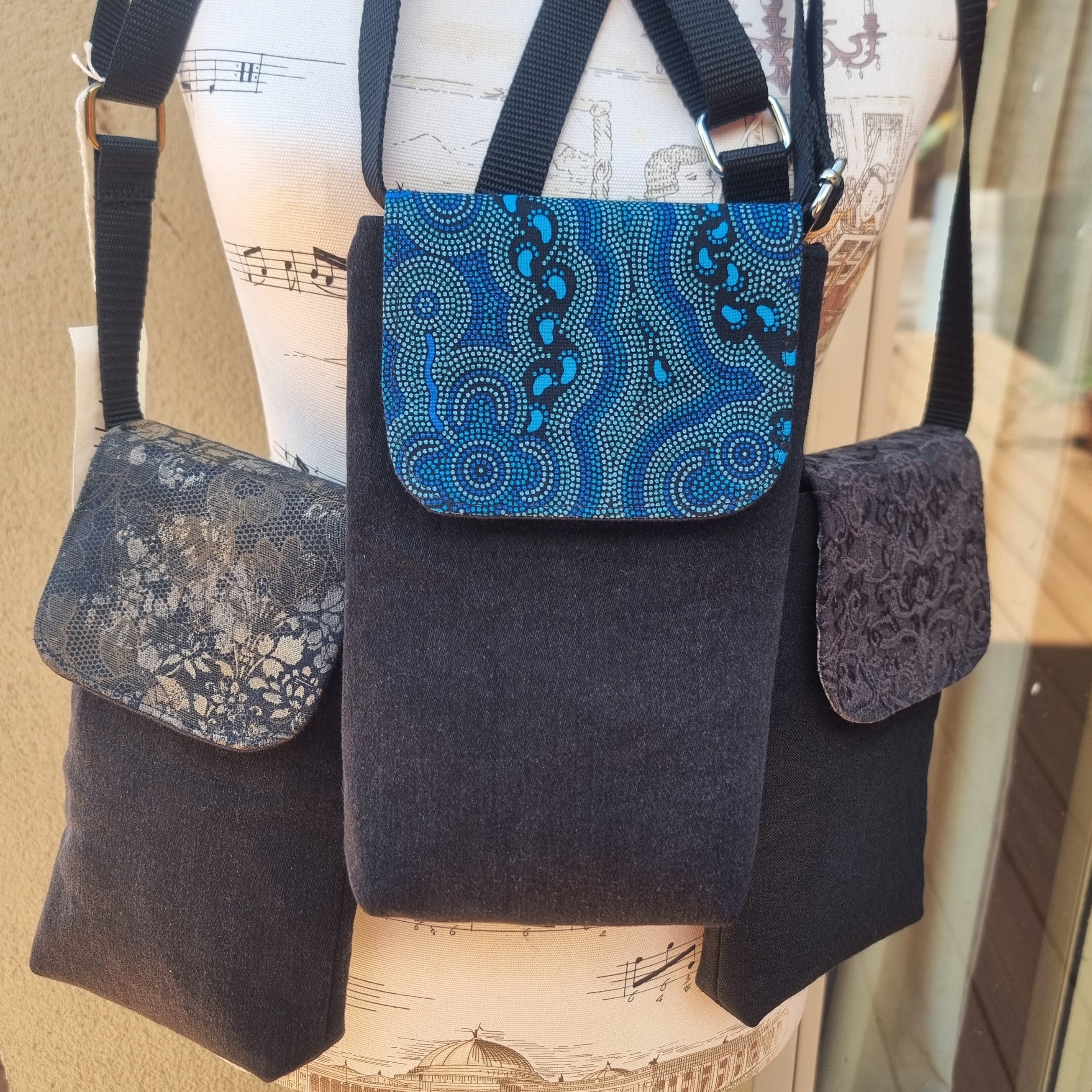 Upcycled mini phone messenger bag - Regular