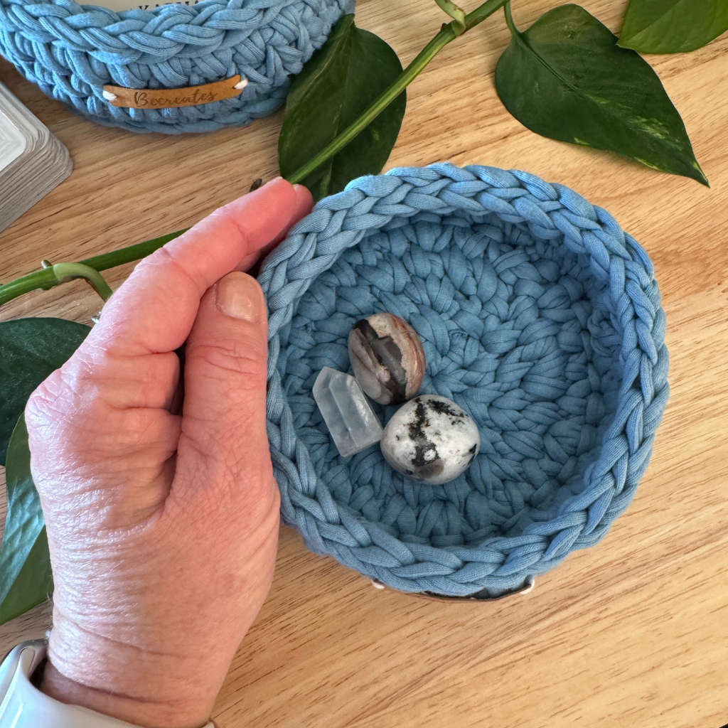 Mini Handmade Basket | Peaceful Blue Water energy | Intention holder