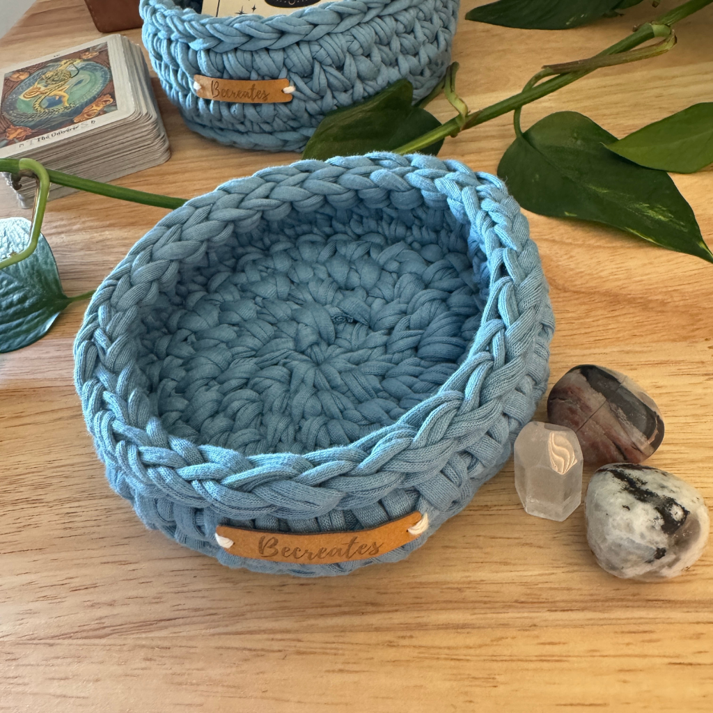 Mini Handmade Basket | Peaceful Blue Water energy | Intention holder
