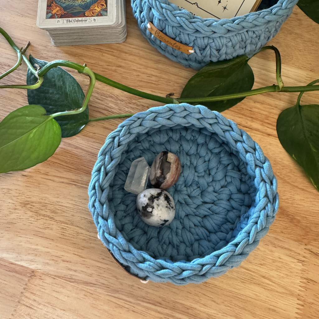 Mini Handmade Basket | Peaceful Blue Water energy | Intention holder
