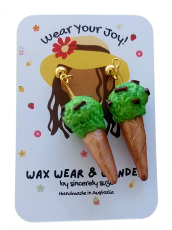 Mint Ice Cream Cone Earrings | Food Inspired Statement Earrings