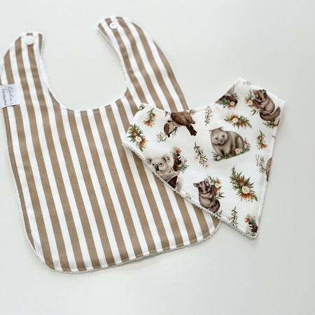 Stripes bib Australian animals bandana bib