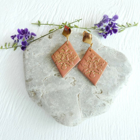 Pink & Gold Polymer Clay Earrings 