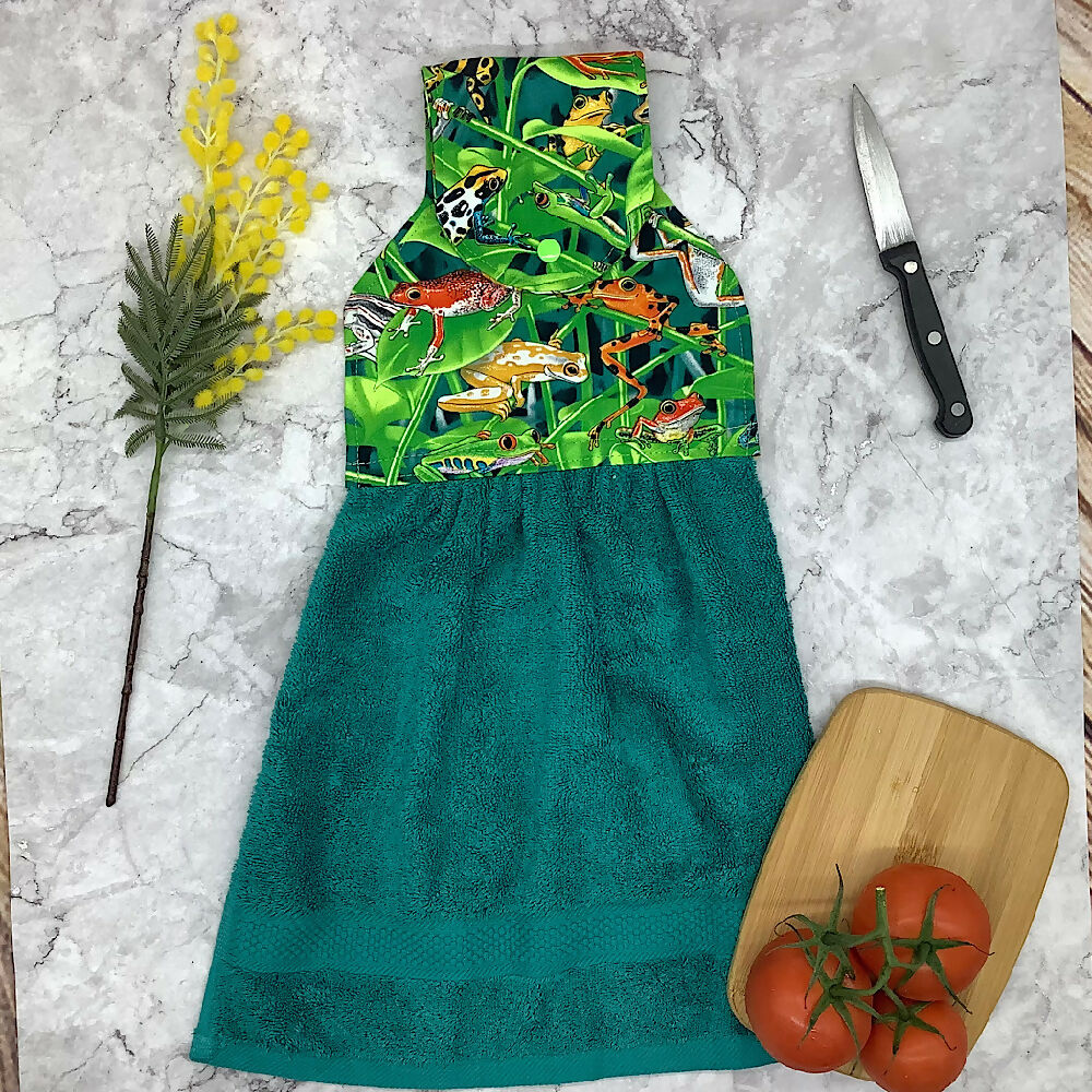 Frogs hanging hand towel. - 2 Designs