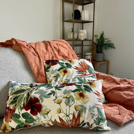 Botanical Cream Velvet Cushion Cover