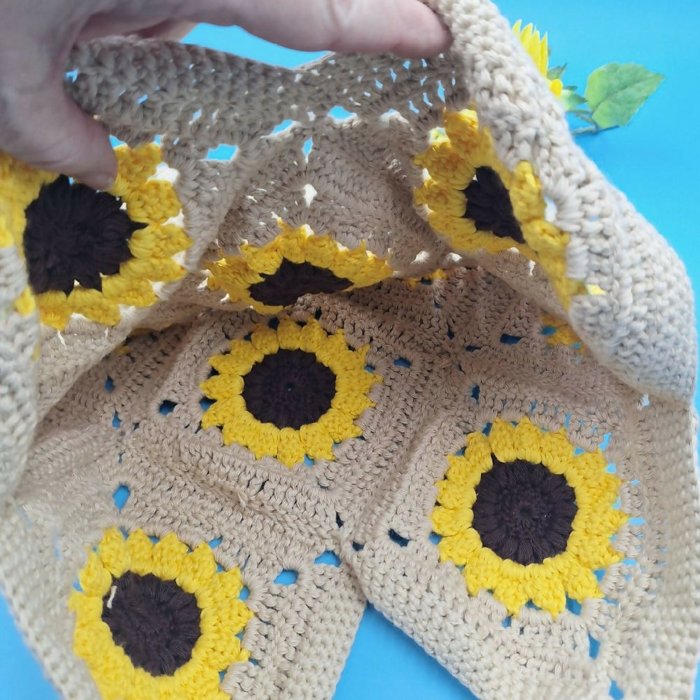 Tutti Fruitti Handmade Crocheted Sunflower Bag Inside