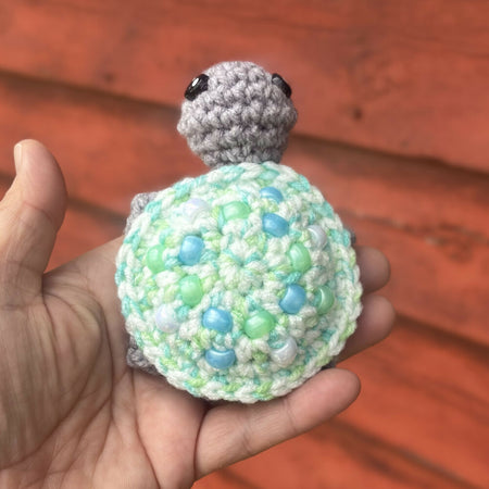 Turtle Beaded Fidget Crochet Toy Blue