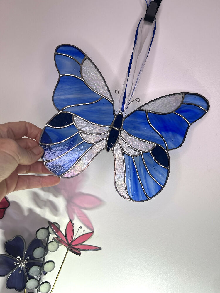 Blue Stainedglass Butterfly