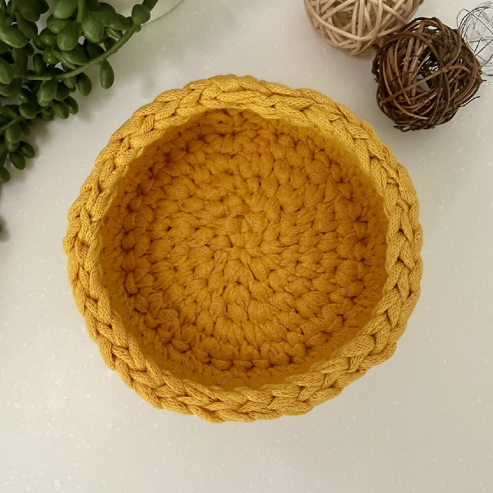 Crochet handmade basket | Home Decor | Mustard Mini