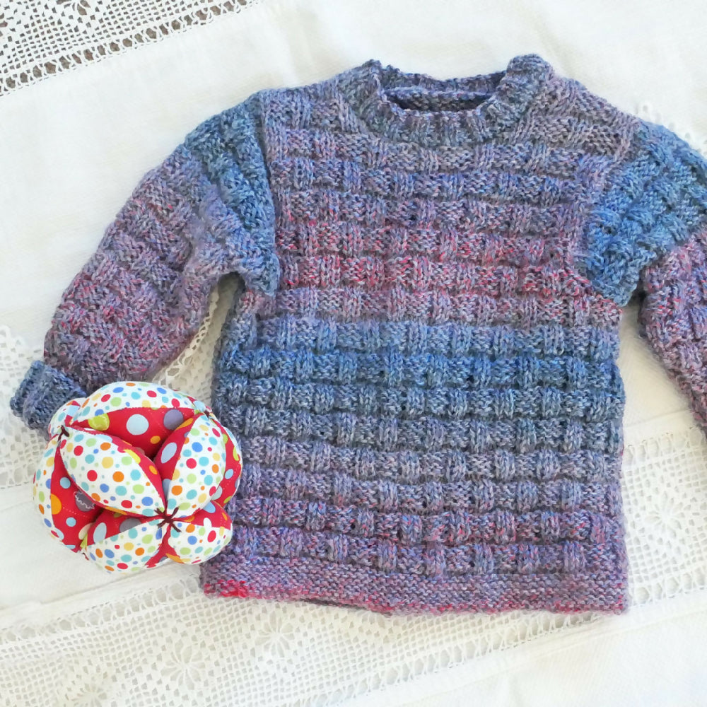 Basket weave hand knit unisex jumper, size 1. Free post