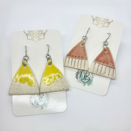 Ceramic Organic Triangle Earrings