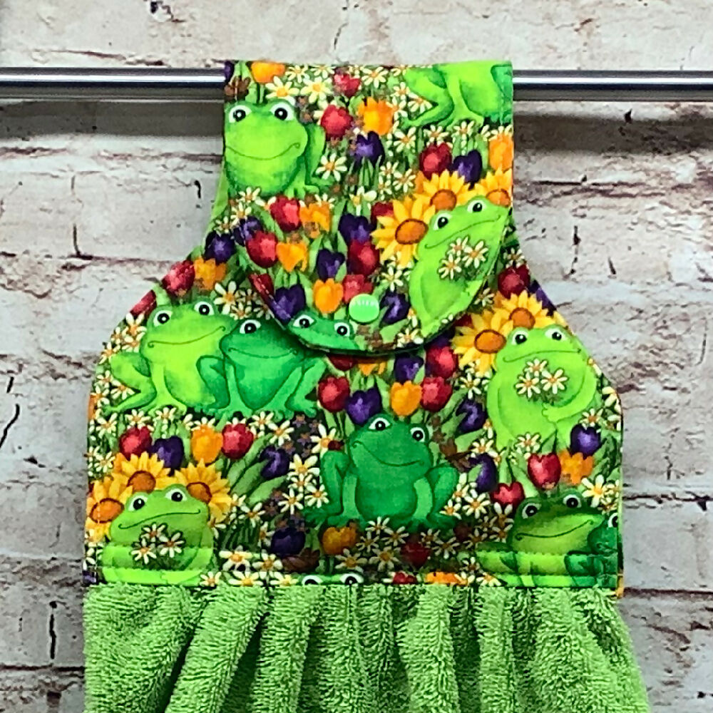 Frogs hanging hand towel. - 2 Designs