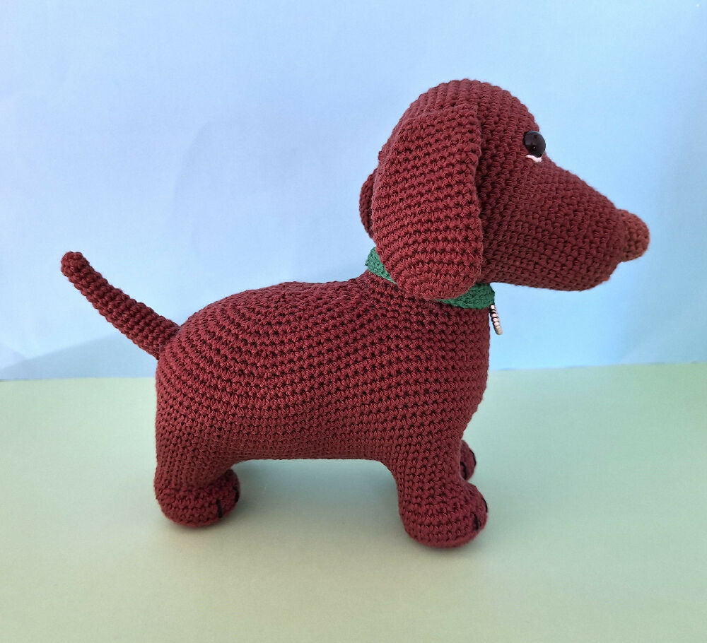 crocheted dachshund