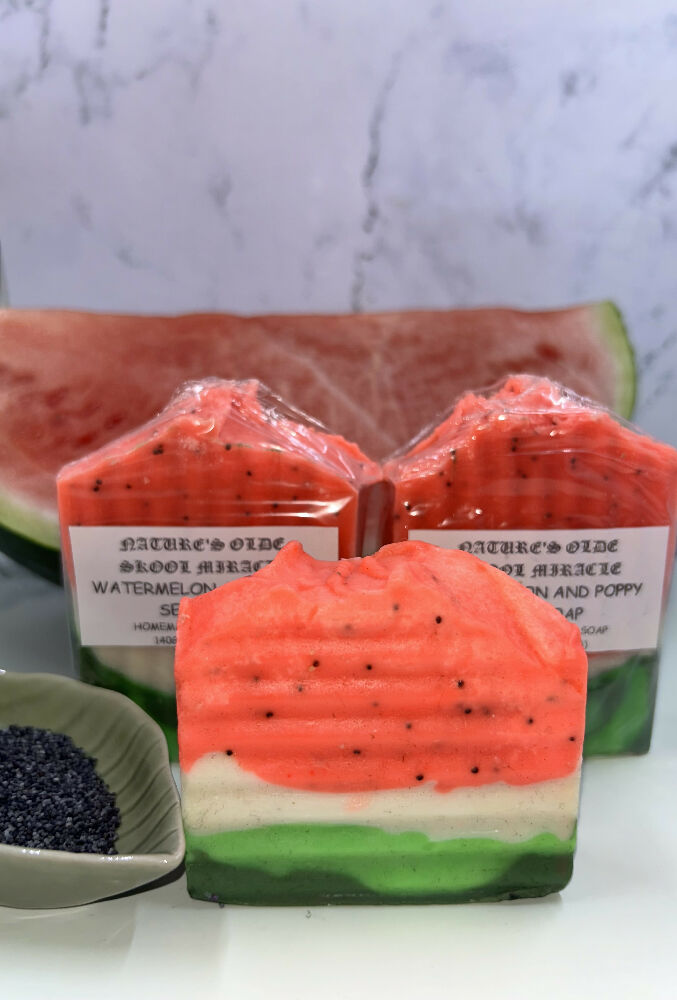 Watermelon and poppy seed soap