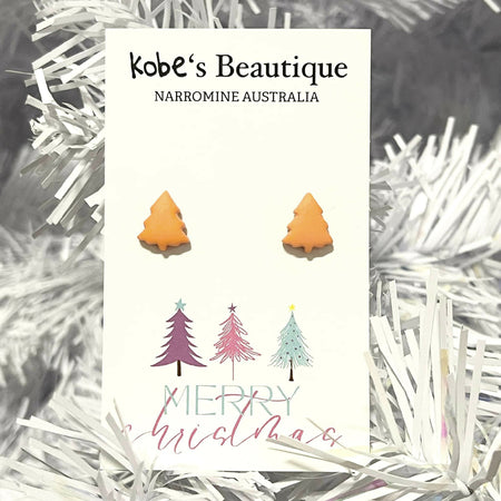 Mini Orange Christmas Tree Studs