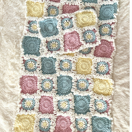 Handmade Crochet Baby Blanket, Baby Ruffle Quilt Set