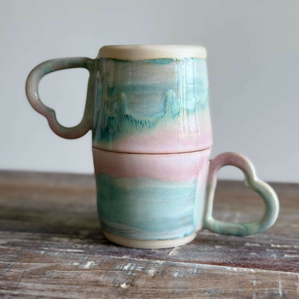 Australian-Ceramic-Artist-Ana-Ceramica-Home-Decor-Kitchen-and-Dining -Cups-and-Glassware-Sweetheart-Cup-Set-of-2-Pink-Turqoise-Blush-Wedding-Engagement-Anniversary-Present-Wheel-Thrown-Pottery