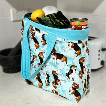 Grocery Tote ... Lined with storage pouch…. Beagle