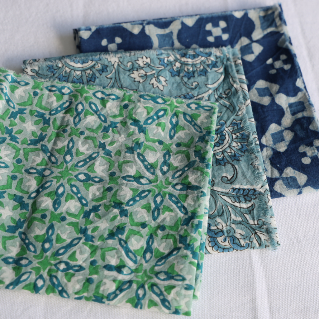 Pair of Napkins - Geometric Indigo Blues