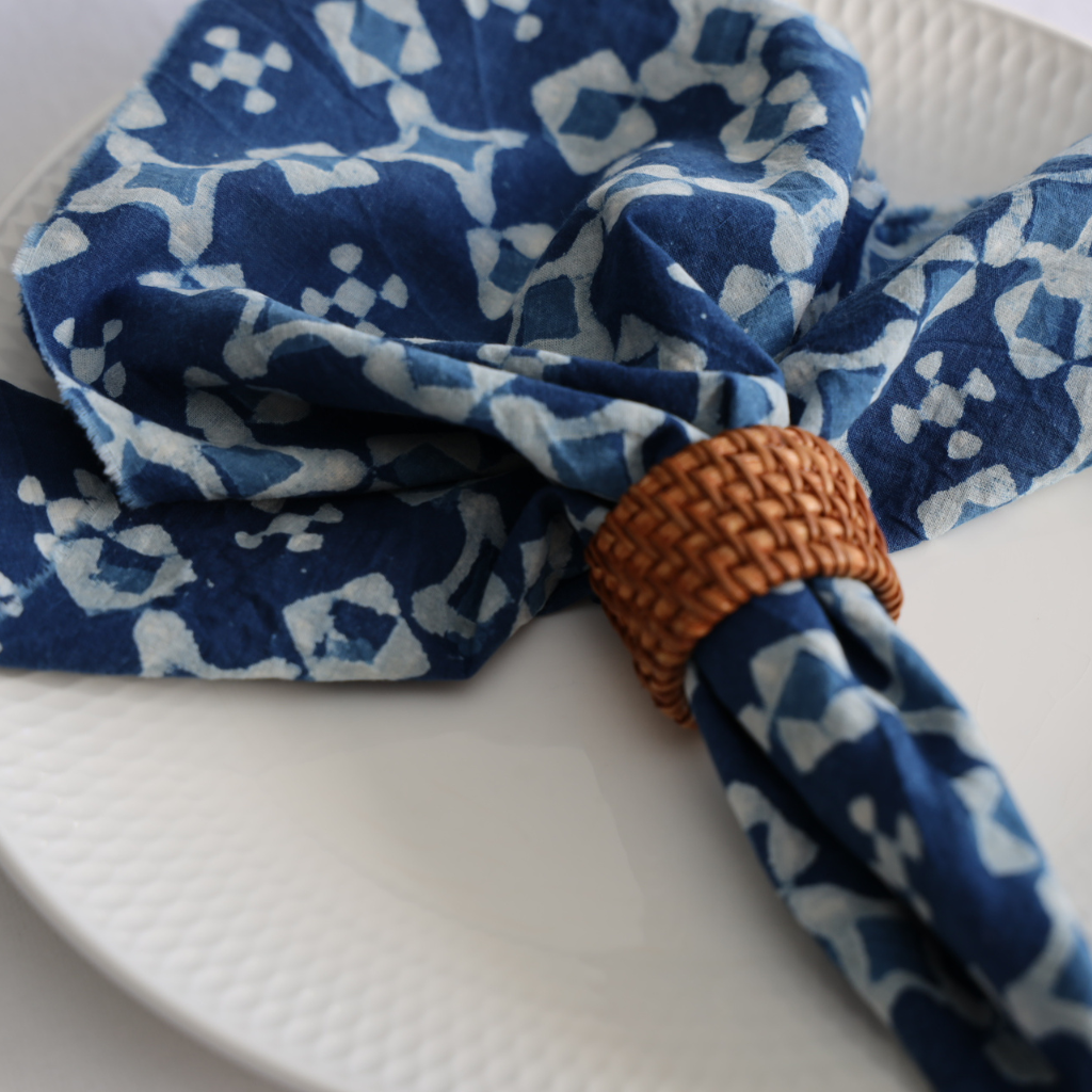 Pair of Napkins - Geometric Indigo Blues