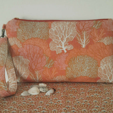 Clutch Bag - Wristlet - Cotton Beach Fabric