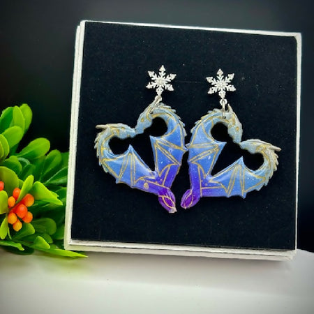 Winter Night Dragon Heart Earrings