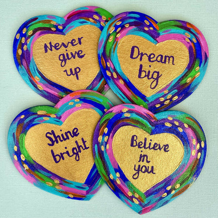 Inspirational quote painting on magnets - brights