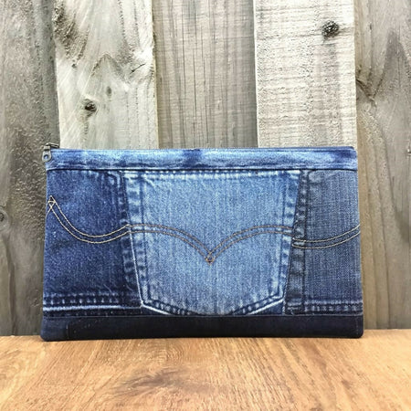 Upcycled Denim Pencil Case – Back Pocket Design