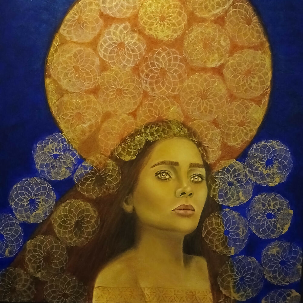 "Cosmic Woman" - portrait of a woman with sacred geometry