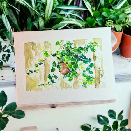 Original Art Hand Painted Watercolour Greeting Card Blank- Birthday Gift/ Small Desk/ Wall Art-Flower Garden Plant