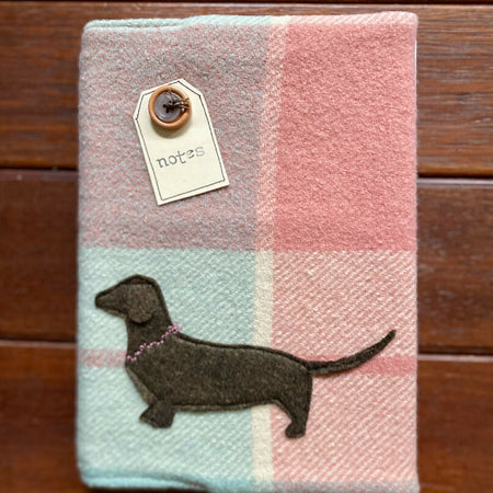 A5 Upcycled Notebook Dachshund Pink