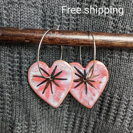 Heart Beam Ceramic Earrings