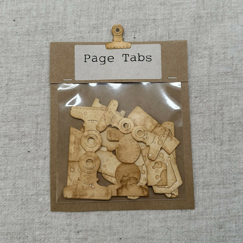Assorted Pack of Aged Page Tabs for Junk Journals & Papercrafts 12 Pack