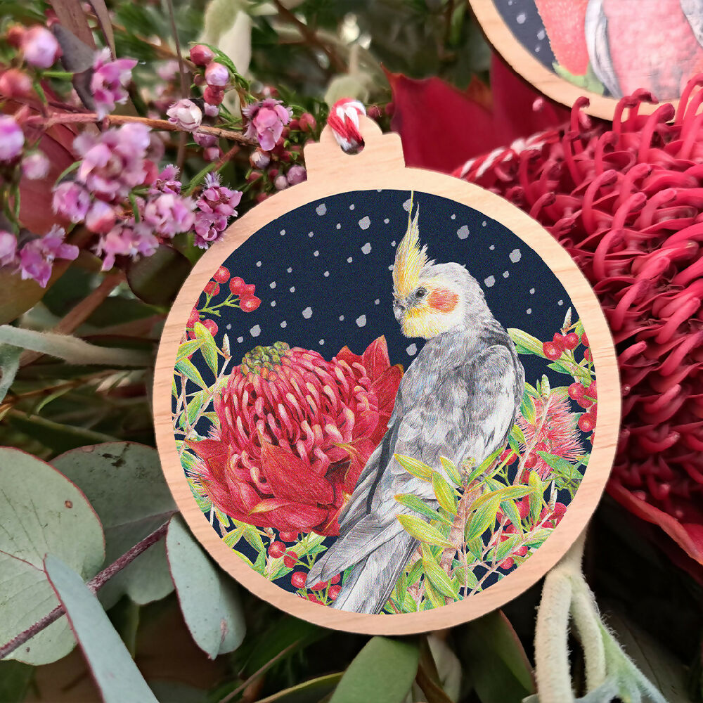 Wooden Ornaments of Australian Bird Artworks