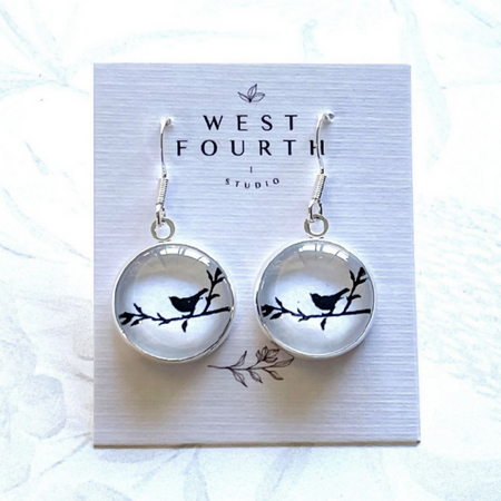 Bird Earrings • Bird on a Branch Earrings