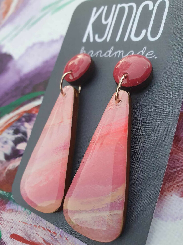 Aurora Collection| Resin large dangle earrings | Pink and pink4