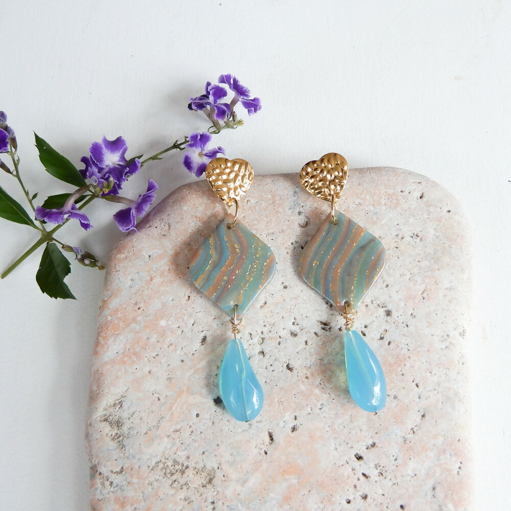 Striped Polymer Clay Earrings "Agarra" Diamond