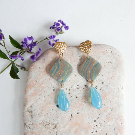 Striped Polymer Clay Earrings 