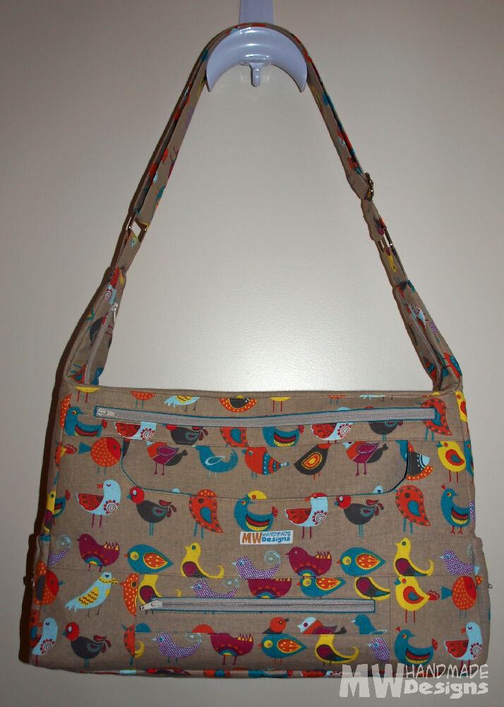 OOAK Teal Little Birdies Designer Nappy Bag