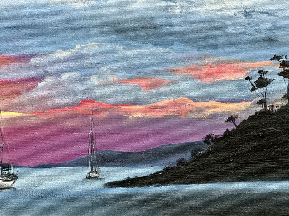 Summer dawn, original painting, 40x50cm, signed,stretched canvas, ready to hang