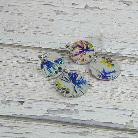 Anodised aluminium earrings hand printed Australian floral Bush Blossom Collection