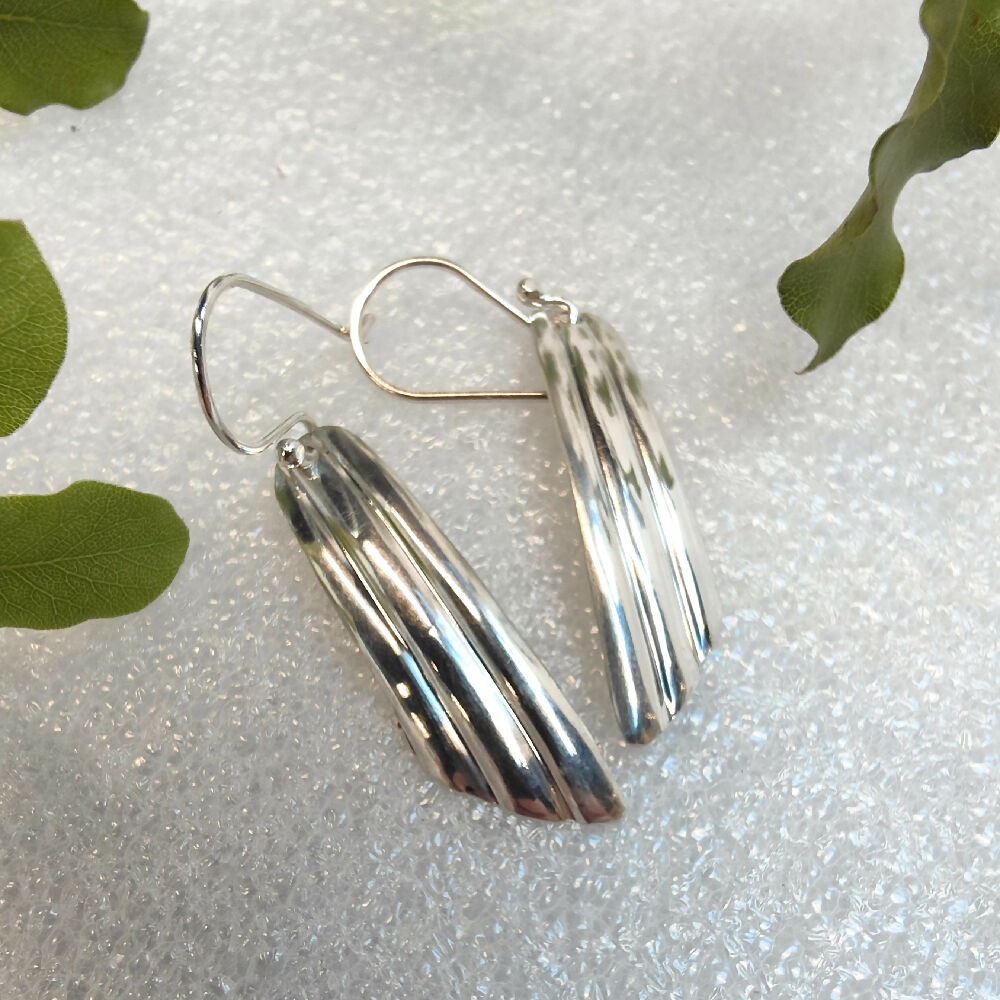 Vintage Scalloped spoon earrings - sterling silver