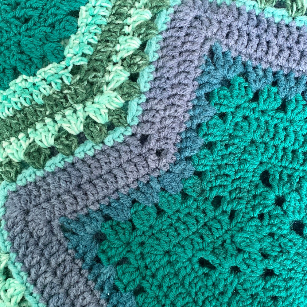 Blue and Green Crochet Star Blanket