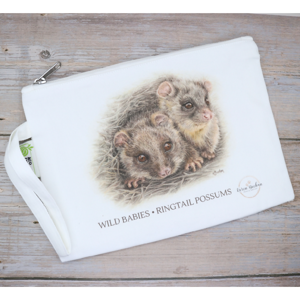 Australian-artist-illustration-zip-pouch-ringtail-possums-clutch-front